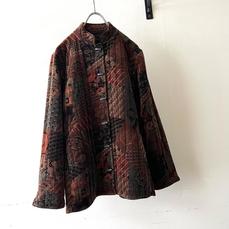 Vintage Geometric Patchwork Pattern Quilting China JKT