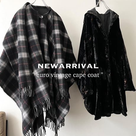 Euro Vintage Check Pattern Cape Coat