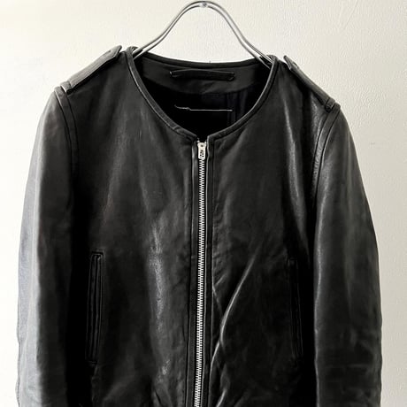 Old No Collar Short Leather JKT