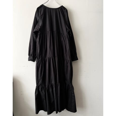 Black Color Tiered Long Dress