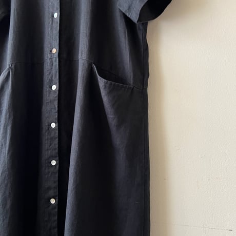 Linen Open Collar Shirt Dress