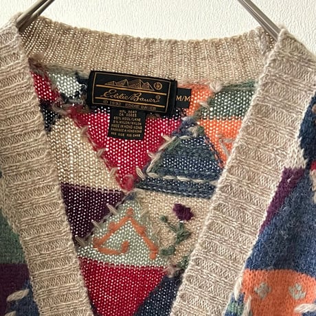 90's Eddie Bauer Patchwork Design Knit Cardigan