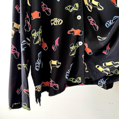 80-90's Sandals Pattern Rayon Shirt