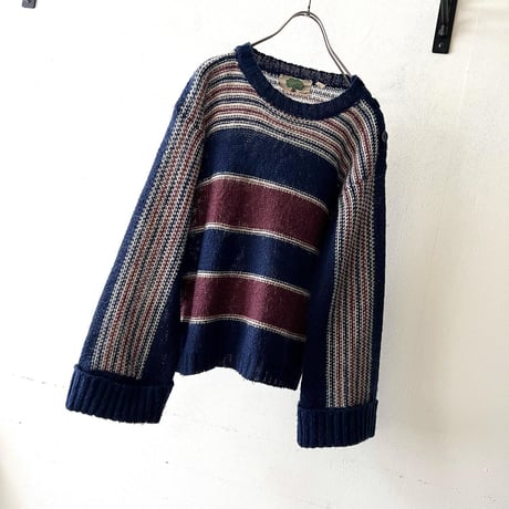 Vintage Border Pattern Shot Knit Sweater