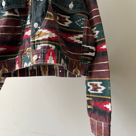 Vintage Native Pattern Short Denim JKT