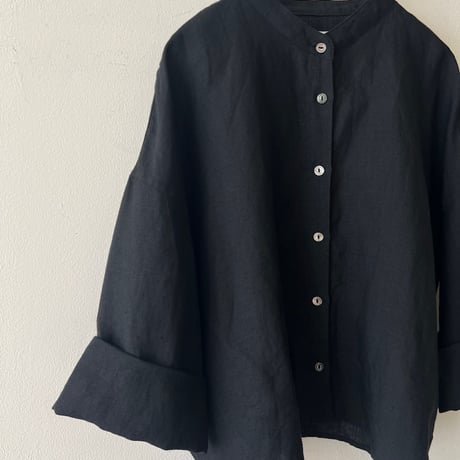 【受注】【半袖】リネンのシンプルシャツ