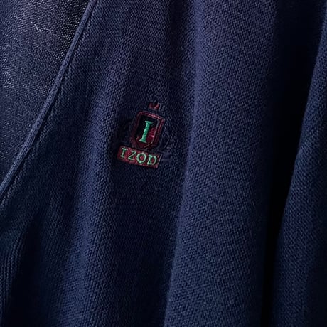 80-90's IZOD Embroidery Logo Acryl Knit Cardigan (made in USA)