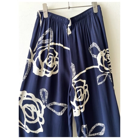 US Vintage Flower Art Pattern Rayon Easy Pants