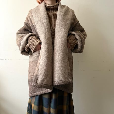 Old Border Pattern Wool Mossa Open Coat