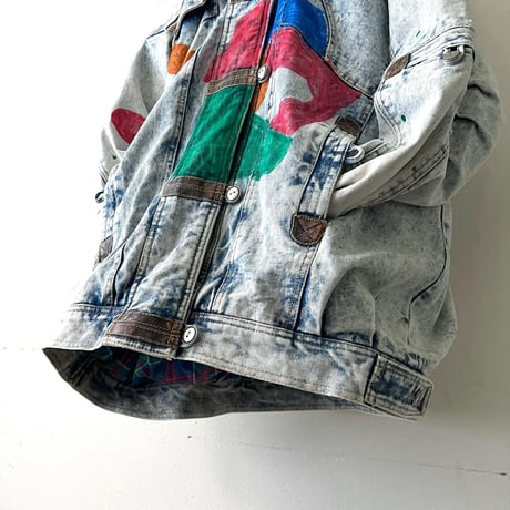 80-90's Hand Paint Bleach Denim JKT