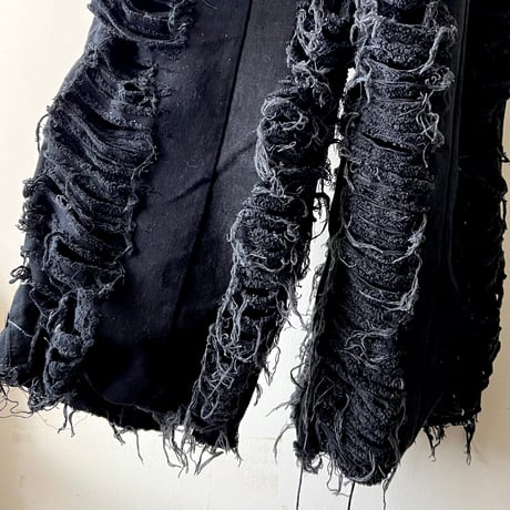 ︎ " rebuild " Black Denim Grunge Wide Flare Pants