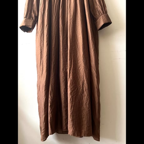 Mocha Mousse Color Gather Maxi Dress