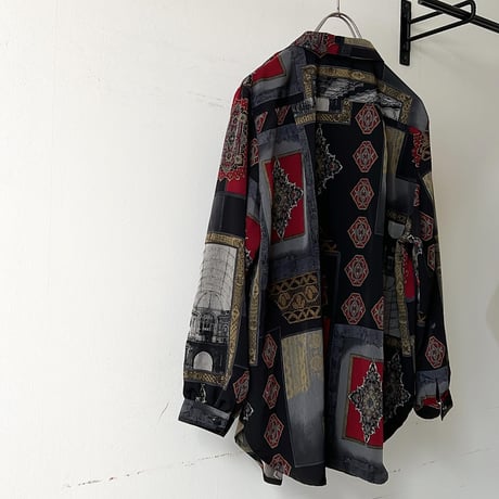 Vintage Scarf Pattern Shirt Blouse