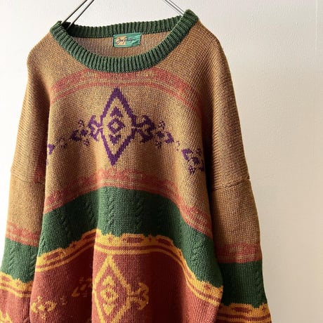 90's Euro Geometric Pattern Knit Sweater