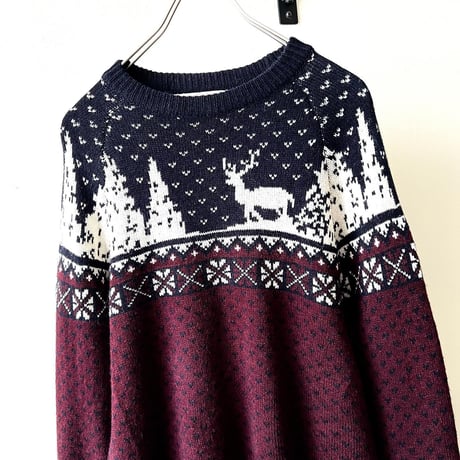 Old Nordic Pattern Knit Sweater