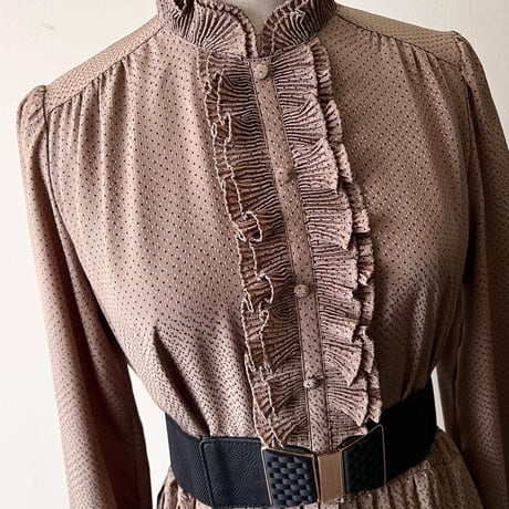 Vintage Dot Pattern Frill Design Dress