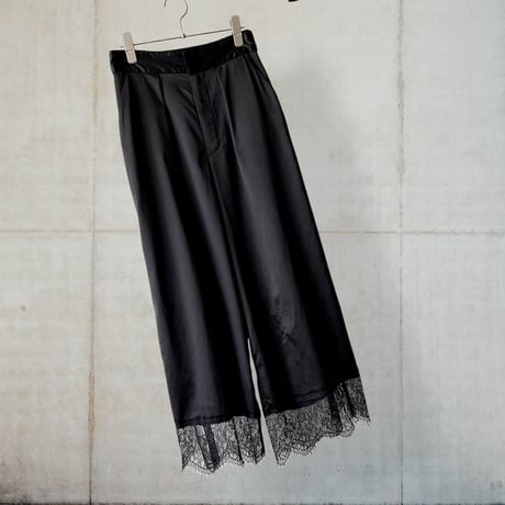 Lace Design Satin Wide Pants
