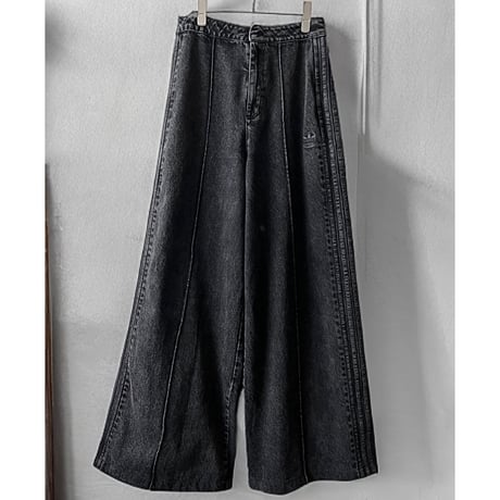 adidas originals Black Denim Wide Flare Pants