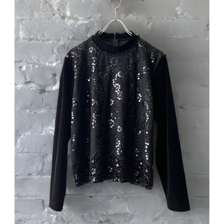 Vintage Spangle & Lace Design Velours Tops