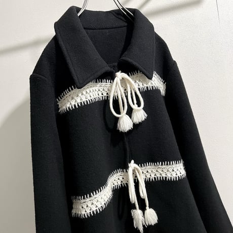 Old Crochet Design Melton Wool Coat