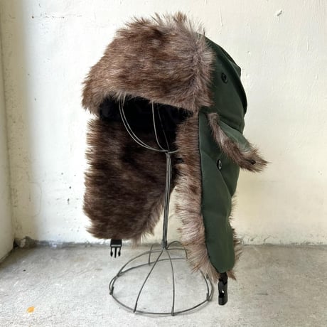 Nylon & Fake Fur Flight Cap (グリーン)
