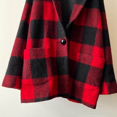 Vintage Check Pattern Wool Tailored JKT (made in USA)