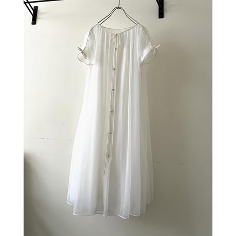 60's Vintage GOSSARD ARTEMIS Ribbon Design Short Sleeve Long Dress