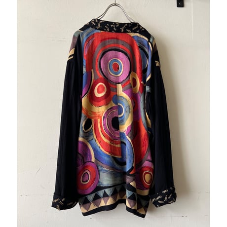 80-90's Art Pattern Rayon Shirt JKT (made in USA)