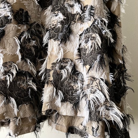 Moke Moke Fur & Botanical Pattern Long Flare Skirt