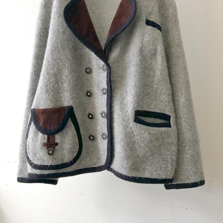 80-90's Euro Wool & Fake Suede DB JKT