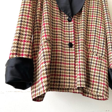 Vintage Houndstooth Pattern Smoking JKT