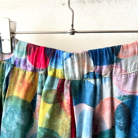 Multicolor Dot Pattern Side Pocket Rayon Skirt