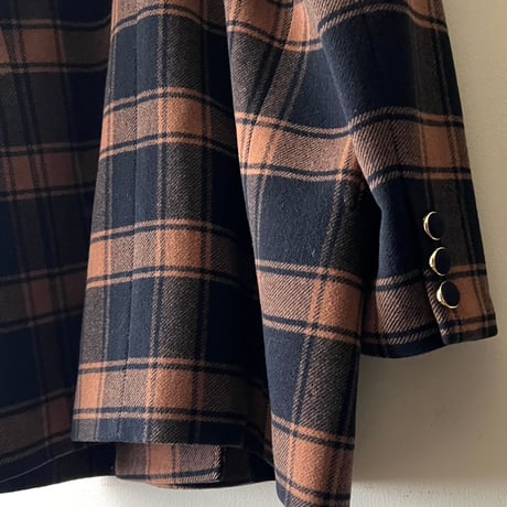 Plaid Pattern Melton Wool Big JKT Coat