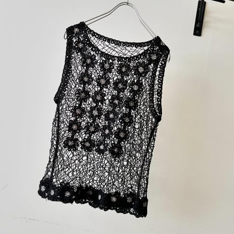 Vintage Flower Design Croche Vest