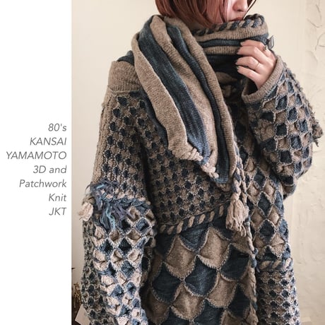 80's KANSAI YAMAMOTO 3D and Patchwork ニットJKT