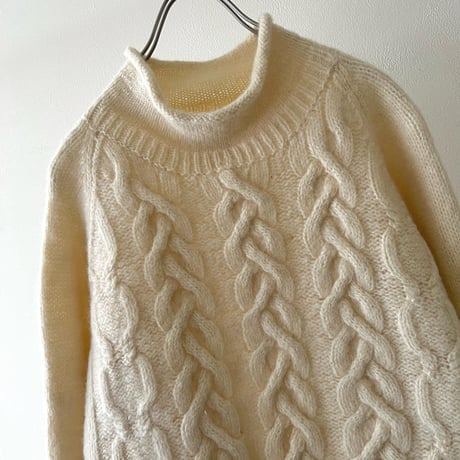 Euro Vintage Roll Neck Aran Knit Sweater