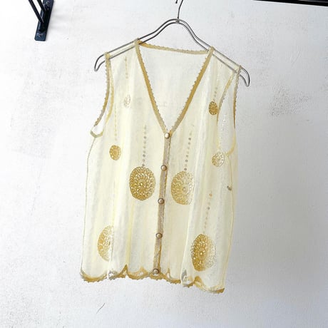 Lace and Spangle Design Sheer Vest