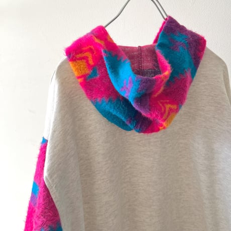 80-90's Mohair&Sweat Switch Design Hoodie