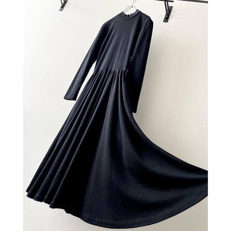 70-80's Vintage High Neck Wool Long Dress