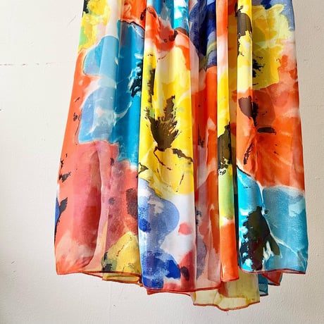 Vintage  Flower Art Pattern Camisole Long Dress