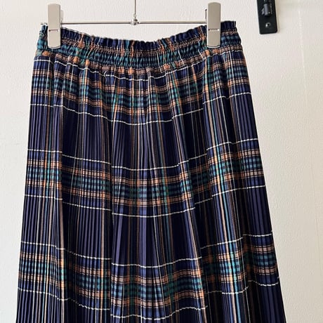 Old Check Pattern Pleats Wide Pants