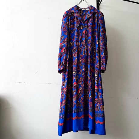 Vintage  Scarf Pattern Long Dress