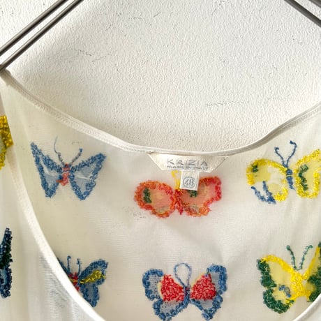Euro Vintage Butterfly Bijou Embroidery Design Sheer-top (made in Italy)