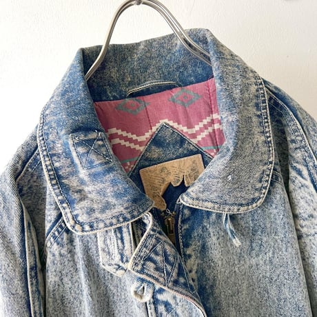80-90's Euro Bleach Denim Coat