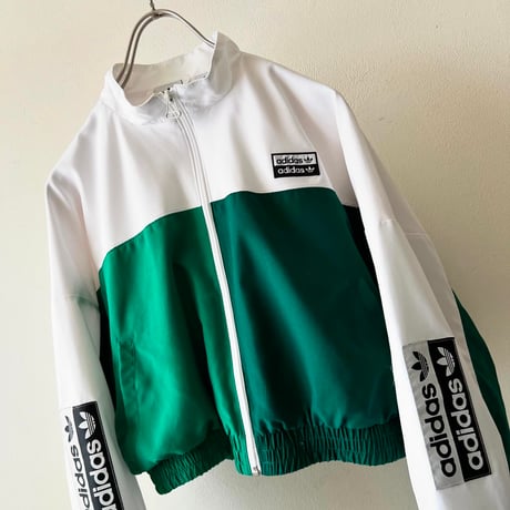 adidas originals Short Nylon Track Top (color : white/green)
