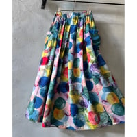 Multicolor Dot Pattern Side Pocket Rayon Skirt