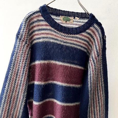 Vintage Border Pattern Shot Knit Sweater