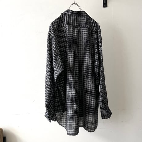 80's tricot COMME des GARCONS Check Pattern Open Collar Shirt