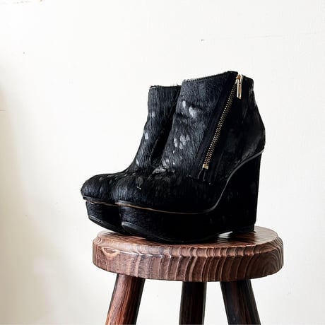 Old DIESEL Side Zip Design Black Furブーティー