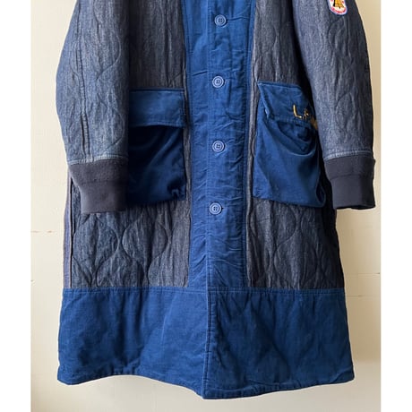 Denim Quilting No-collar Long Coat (jp)